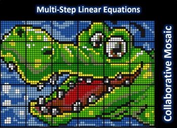 Preview of Colouring by Linear Equations, Crocodile (30 Sheet Collaborative Math Mosaic)