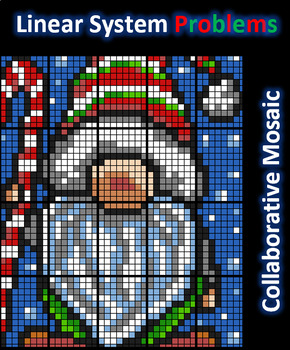 Preview of Colouring by Linear Systems, Holiday Gnome Collaborative Mosaic (2 sizes incl.)