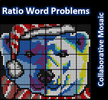Preview of Colouring by Ratios, Christmas Themed Word Problems (Collaborative Mosaic)