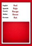 Colours Flashcards( English, Spanish, German, Italian and French)