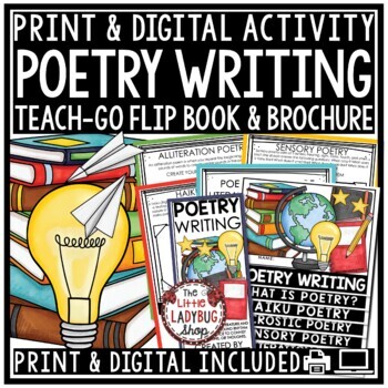 Preview of Poetry Writing Template Activity Haiku Acrostic Alliteration Poem Flip Book