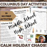 Columbus Day Activities Puzzles Middle & High School Sub P