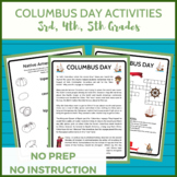 Columbus Day Activities for 3rd 4th and 5th Grade Sub Plan