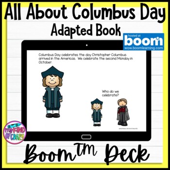 Preview of Columbus Day | Adapted Book | Boom Cards | Special Ed