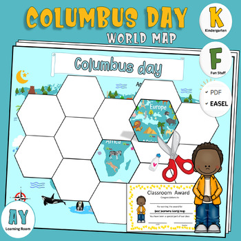 Preview of Columbus Day Craft | World Map | Cut and Paste | Geography