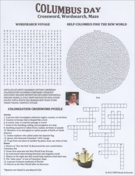 Columbus Day Crossword Worksheets Teaching Resources Tpt