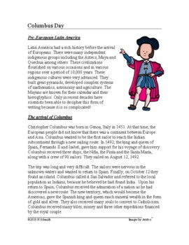 Preview of Columbus Day Cultural Reading: Día de la Raza / Hispanidad (English Version)