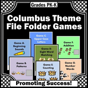  Christopher Columbus Day Math & Literacy File Folder Games