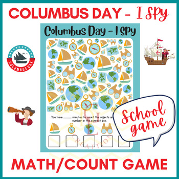 Preview of Columbus Day I Spy Counting math logic game Centers phonic classroom no prep 4th