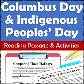 Preview of Columbus Day & Indigenous Peoples' Day Reading Activities - Printable & Digital