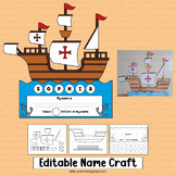 Columbus Day Name Craft Writing Activities Santa Maria Bul