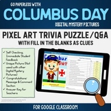 Columbus Day Pixel Art Puzzle, Fill in the Blank As Clues 