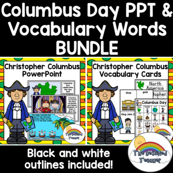 Preview of Columbus Day PowerPoint & Vocabulary Words BUNDLE | Columbus Day PPT