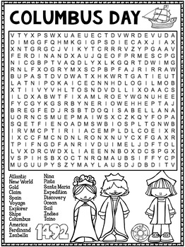 Columbus Day Word Search Activity by Tied 2 Teaching TpT