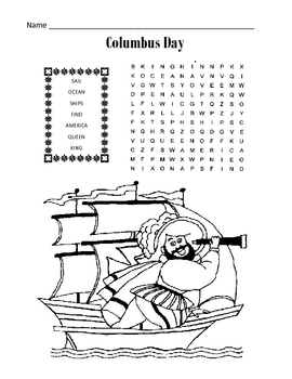 Columbus Day Word Search Puzzle / 1st Grade by Kelly Connors | TpT