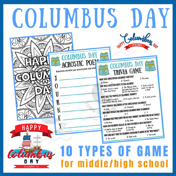 Preview of Columbus Day independent reading Activities Unit Sub Plans crafts early finisher