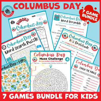 Preview of Columbus Day icebreaker game BUNDLE main ideas activity independent work middle