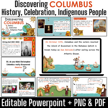 Preview of Columbus: History, Celebrations, and Indigenous People - Editable Powerpoint