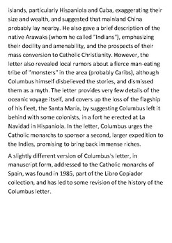 columbus first voyage letter