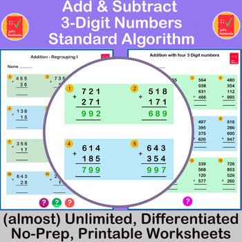 column addition and subtraction with 3 digit numbers by jeff s notebooks