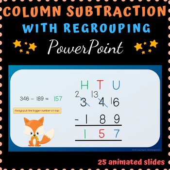 Preview of Column Subtraction with Regrouping PowerPoint 2 digits 3 digit