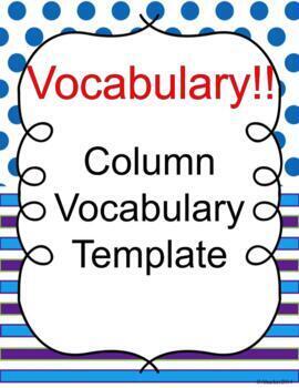 Preview of Column Vocabulary Template
