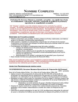 Preview of Combination Resume Template (Español) with explanation(editable&fillable doc.)