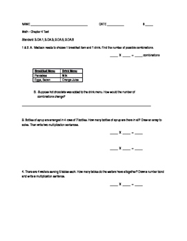 Combinations/Number Bonds and Sentences/Multiplication - Test | TPT