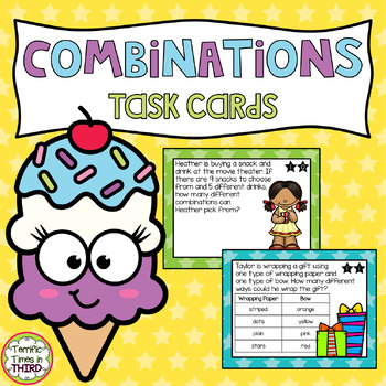 Preview of Combinations Task Cards using Multiplication