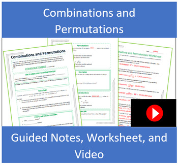 Preview of Combinations and Permutations Guided Notes with Video
