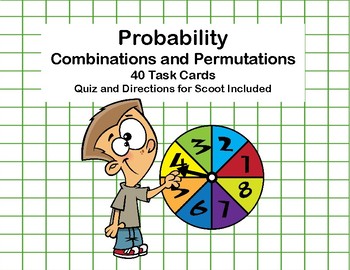 Combinations and Permutations- Probability -40 Task Cards-Grade 7-8