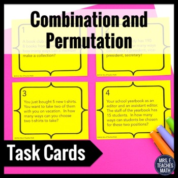 Preview of Combinations and Permutations Task Cards