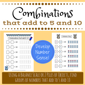 Preview of Combinations of 10 and 5 with ten frames