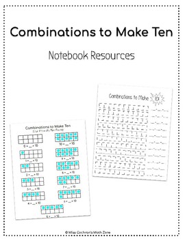 Preview of Combinations to Make Ten Notebook Resources
