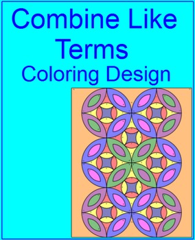 Preview of COMBINE LIKE TERMS: COLORING ACTIVITY #2