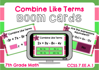 Preview of Combine Like Terms Boom Cards-Digital Task Cards