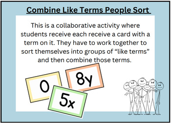 Preview of Combine Like Terms People Sort