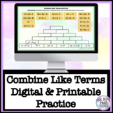 Combine Like Terms Practice Digital & Printable