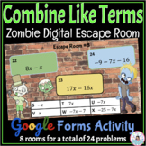 Combine Like Terms Zombie Digital Math Escape Room - Google