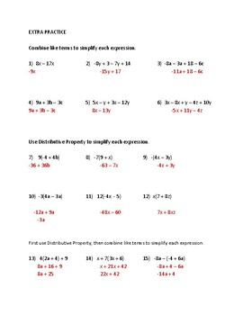 35 Distributive Property And Combining Like Terms Worksheet