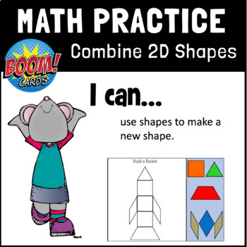 Preview of Pattern Blocks Combine SHAPES | BOOM CARDS | Distance Learning