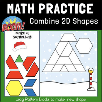 Preview of Pattern Blocks Combine SHAPES Set 3 | BOOM CARDS | Distance Learning