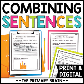 Preview of Combining Sentences Practice Worksheets | Writing Intervention Activities