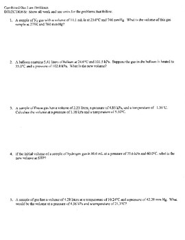 Preview of Combined Gas Law Practice with Answers