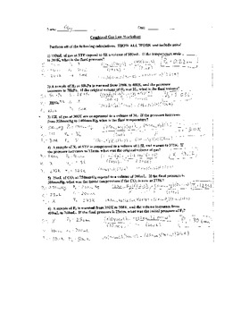 Combined Gas Law Worksheets