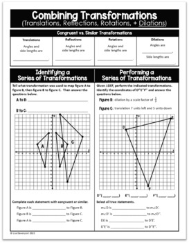 Translations - Binder Notes for 8th Grade Math