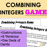 Combining Integers CARD GAME