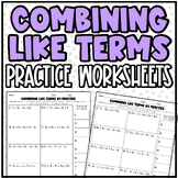 Combining Like Terms (2 Levels of Practice) | Worksheet or