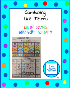 Preview of Combining Like Terms- A Color-Code and Sort Activity