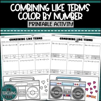 Preview of Combining Like Terms Activity 6th Grade Math CCSS Aligned Valentines Day